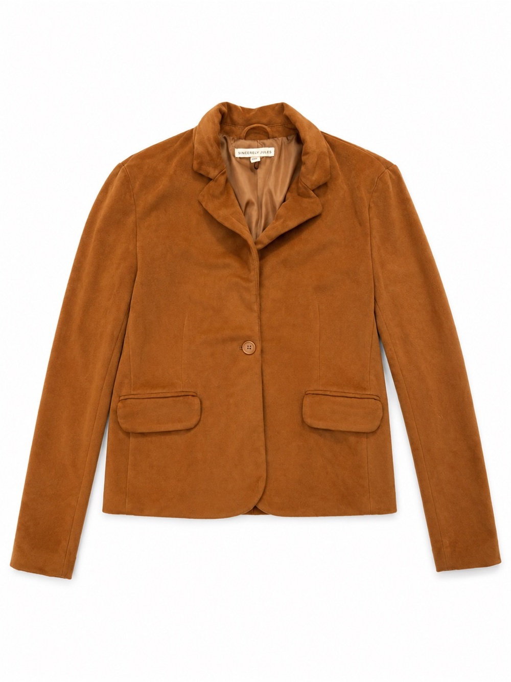 Sincerely Jules Camel Faux Suede Blazer Jacket Size Medium - Picture 2 of 6